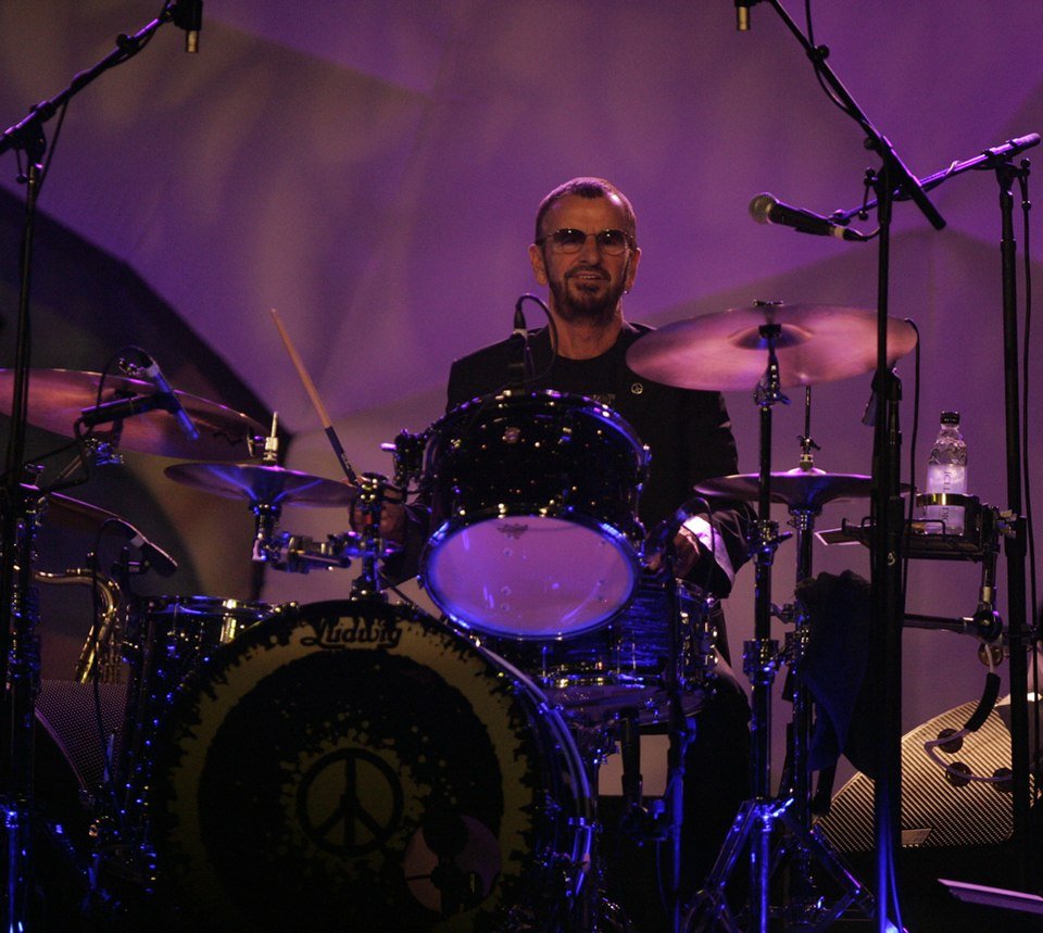Ringo Starr behind the kit with his All-Starr Band